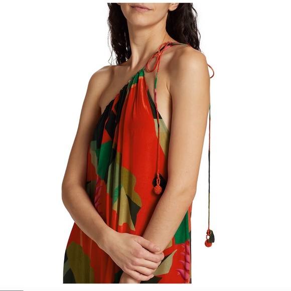 NWT $265 Farm Rio Heliconia One-Shoulder Palm Maxi Dress in size Large! - Picture 5 of 7